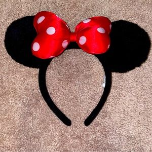 Disney Black Minnie Ears with Red Polka Dot Bow Headband